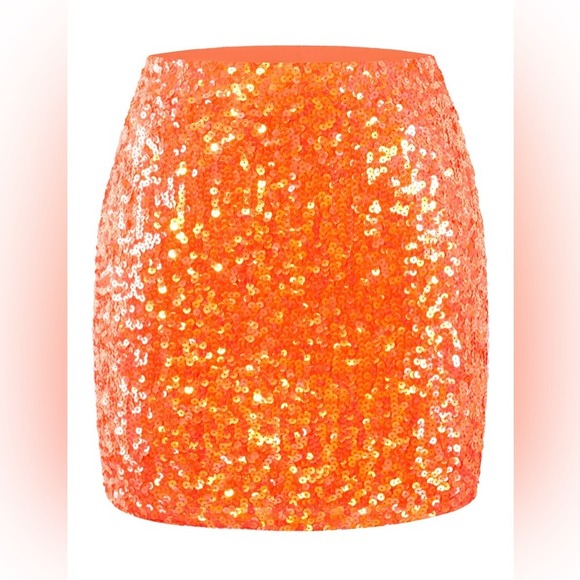 Maner Dresses & Skirts - NWT MANER Women's Sequin Bodycon Mini Skirt Orange Medium